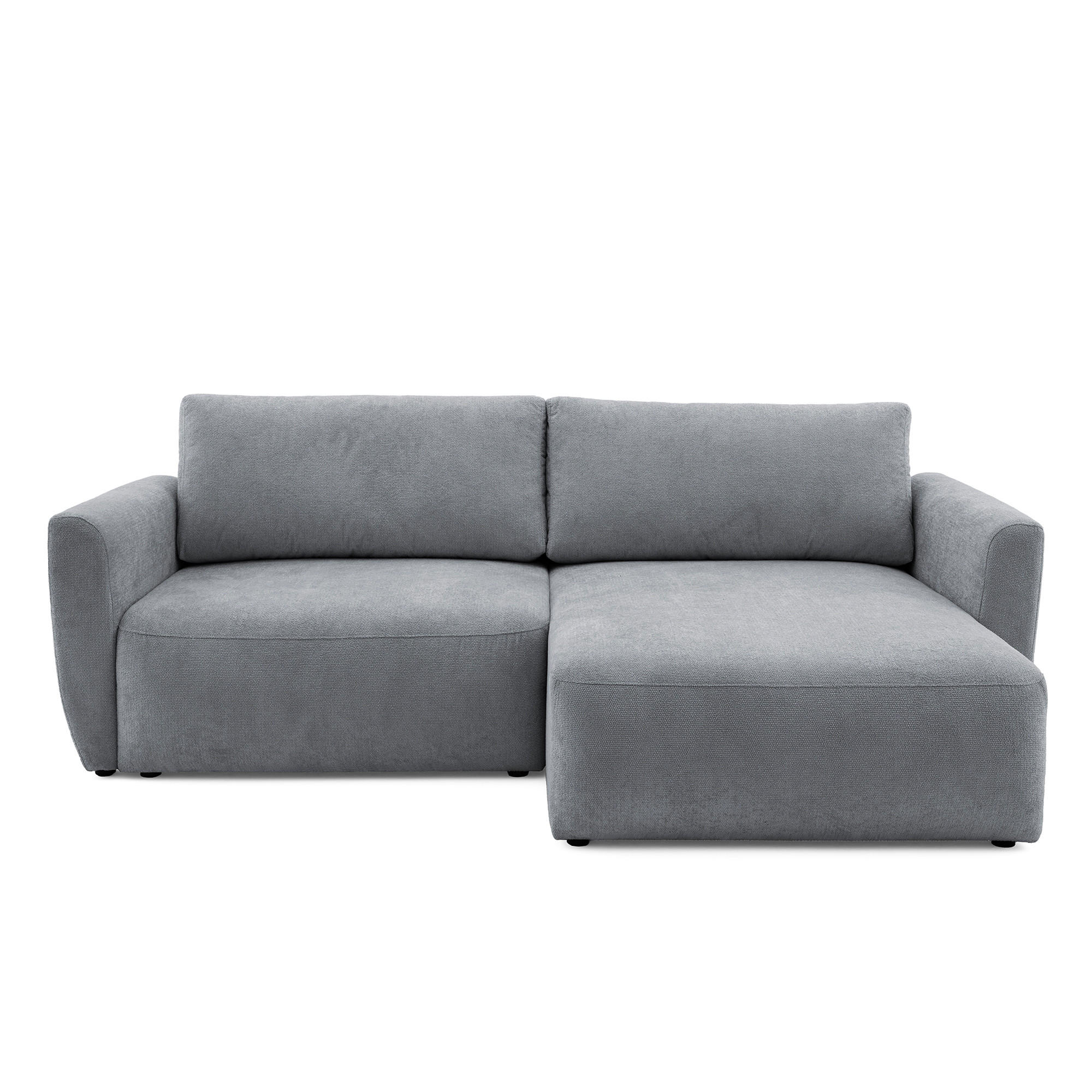ECKSOFA BELLA L Rechts mit Schlaffunktion 140x205 Velours Grau - Schwarz/Grau, Holz/Kunststoff (165/230cm) - Muffo