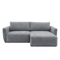 ECKSOFA BELLA L Rechts mit Schlaffunktion 140x205 Velours Grau - Schwarz/Grau, Holz/Kunststoff (165/230cm) - Muffo