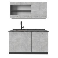 SINGLEKÜCHE R-Line Beton/Anthrazit 140 cm ohne Arbeitsplatte - Schieferfarben/Anthrazit, Holzwerkstoff (140/81.6/46cm) - Vicco