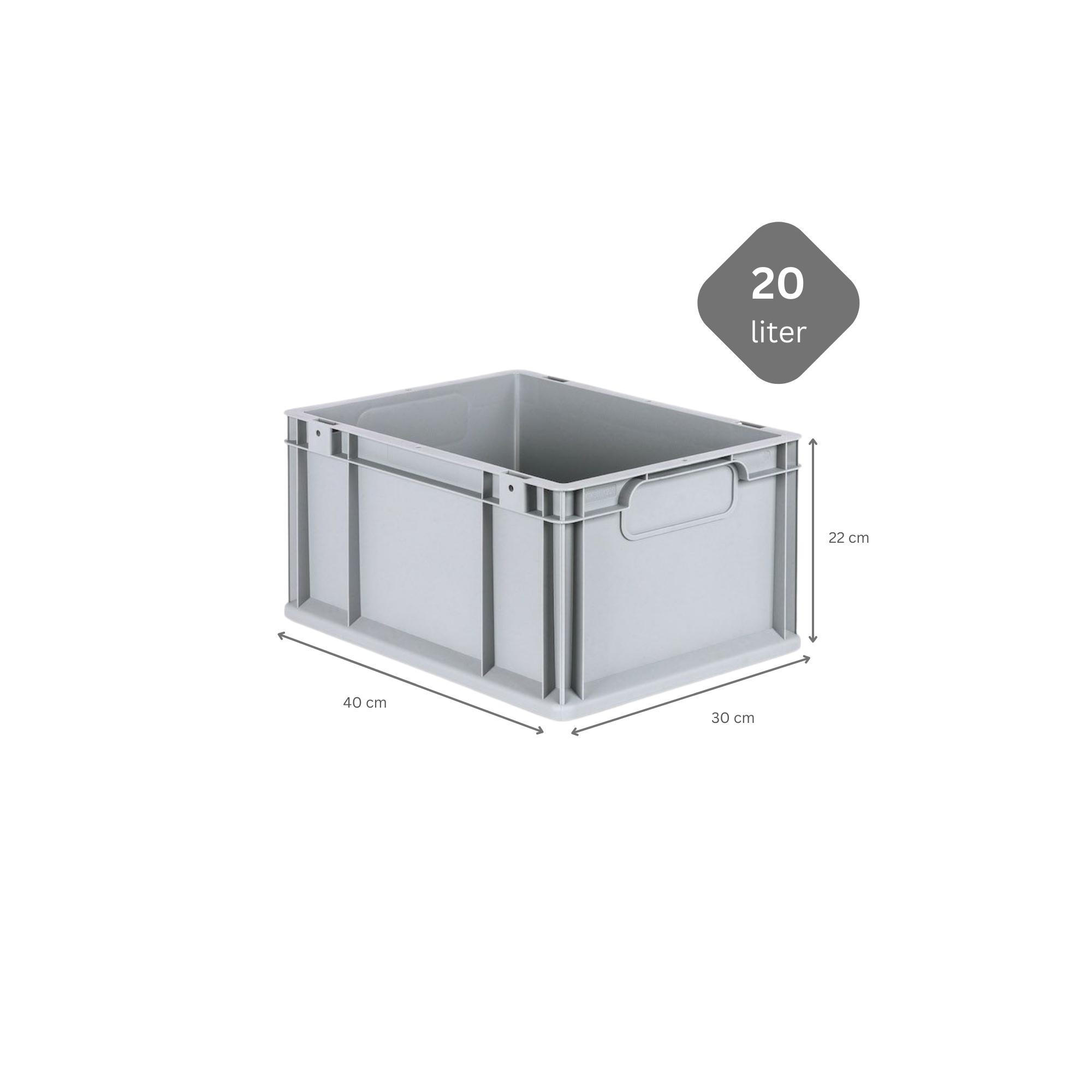 EUROBOX 5x Nextgen Economy Mit Auflagedeckel Grau/Rot Griffe Geschlossen 20 Liter - Rot, Kunststoff (30/22/40cm) - PROREGAL