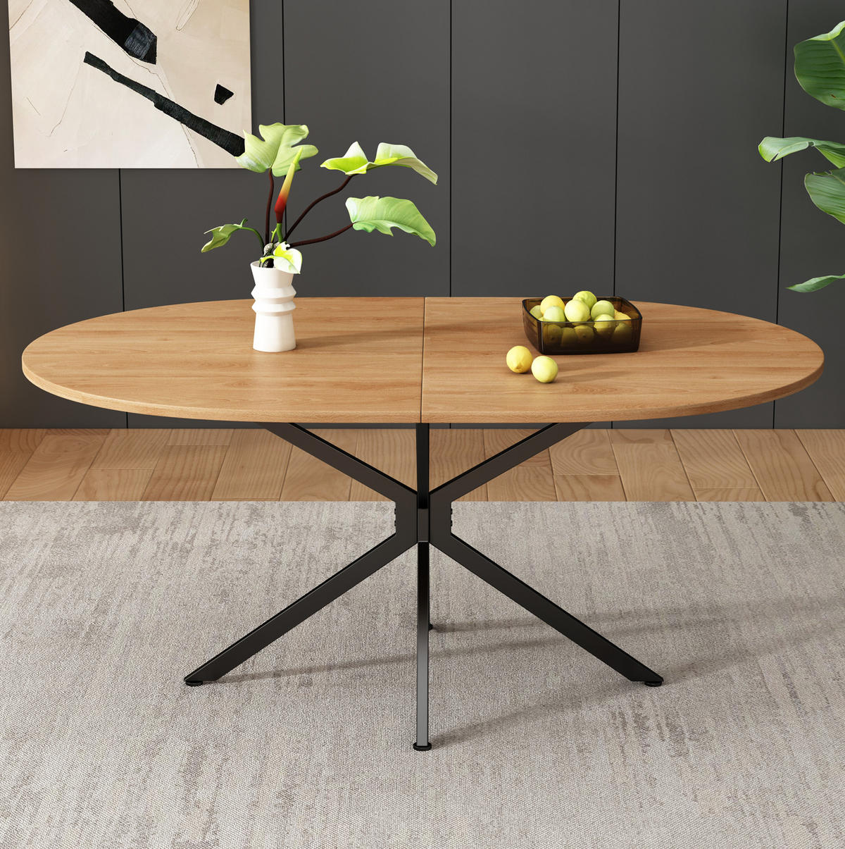 ESSTISCH aus MDF mit Kreuzbein-Design, 120/80/75,5 cm, Natur - Naturfarben, Holzwerkstoff (120/80/75.5cm) - Redom