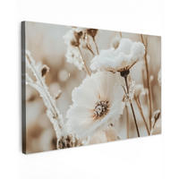 LEINWANDBILD Blumen - Winter - Weiß - Schnee - Beige Deko Schlafzimmer 30x20 cm - Creme, Textil (30/20cm) - MuchoWow