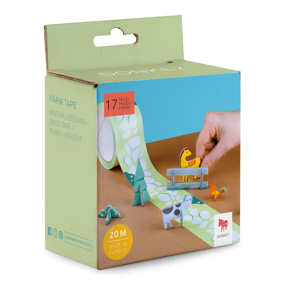 DEKO-KLEBEBAND Tape Gallery - My first Farm, Bauernhof Bastelset, Pappe, 20 m - Multicolor, Papier (200/1/5cm) - Donkey Products