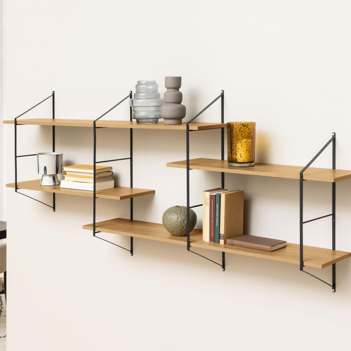 WANDREGAL aus Holz und Metall L191cm - TOCRO - Klares Holz - Eschefarben, Holz (191/79/26cm) - Drawer