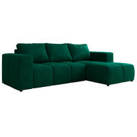ROHOVÁ SEDAČKA MONIVA L - Tmavě zelená Samet - Pravá Strana - černá/tmavě zelená, textil/plast (266/164cm) - MKS