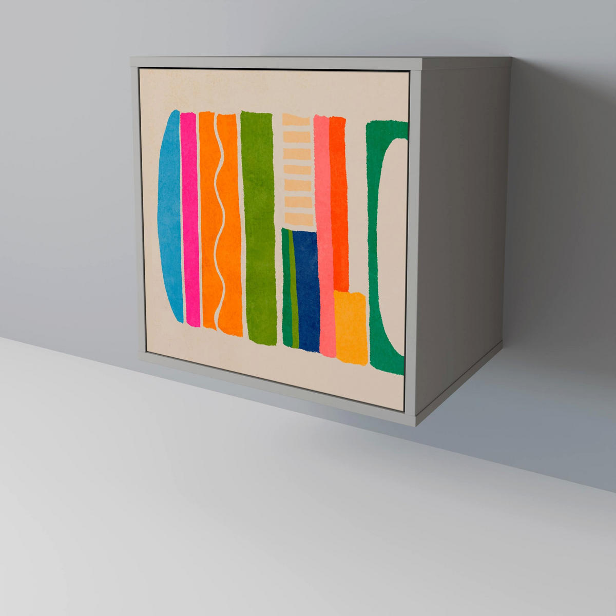 SIDEBOARD GEOMETRIC SHINE, Grau, 57,5x42x70,5 cm, Schwarze Metall-Sternfüße - Multicolor/Schwarz, Holzwerkstoff/Metall (57.5/70.5/42cm) - SpaceRebels