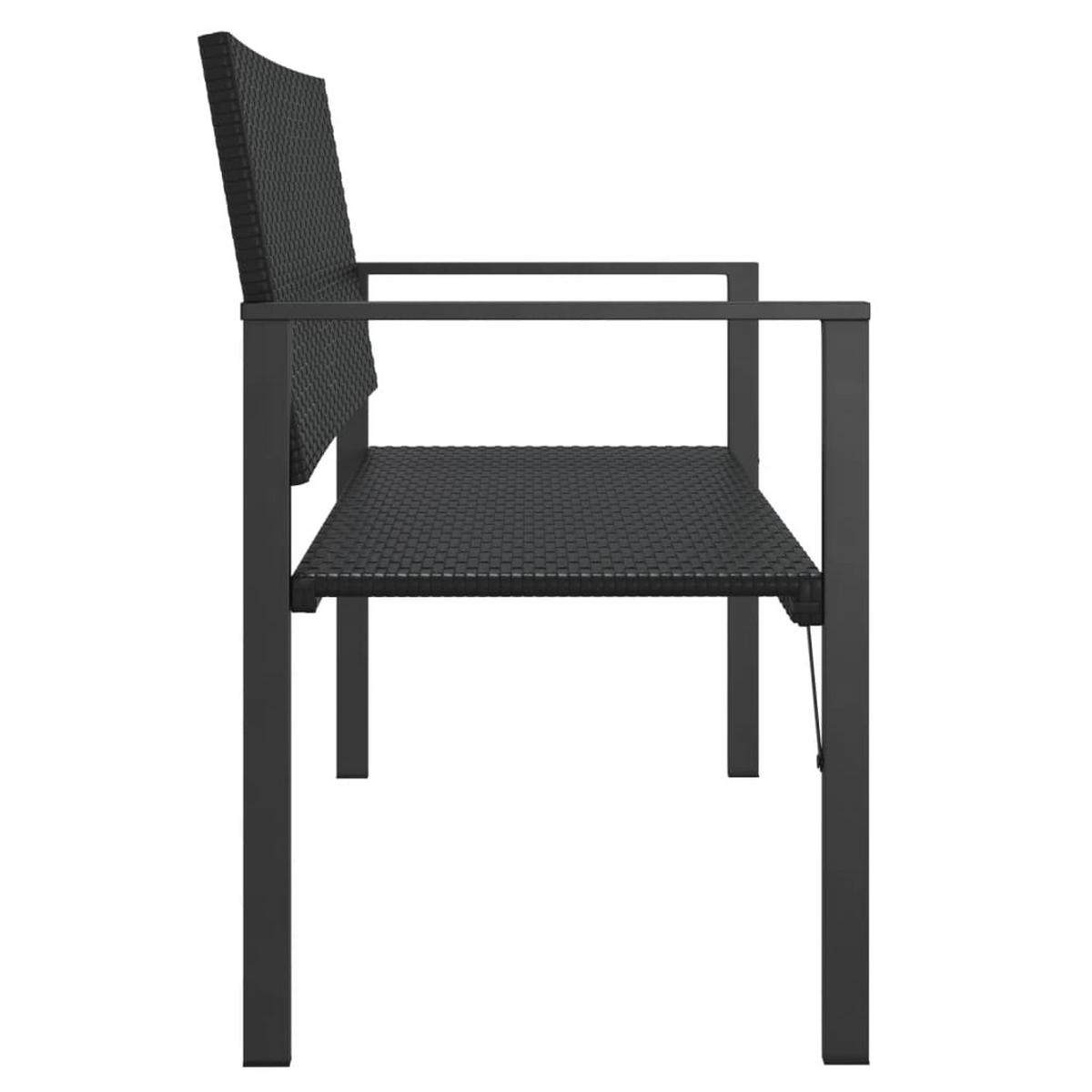 GARTENBANK 2-Sitzer Schwarz Poly Rattan - Schwarz, Kunststoff (109/88/62cm) - furnicato