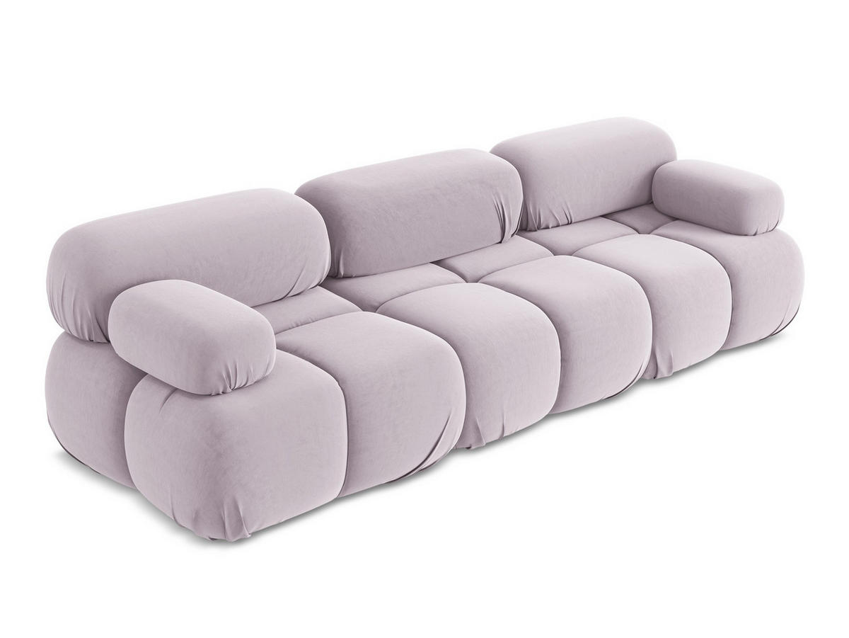 3-SITZER SOFA Samt Stoff Violett - Lila/Flieder, Kunststoff/Textil (285/70/96cm) - Makamii