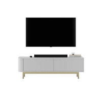 TV stolek Aurora bílý matný 140 cm se zlatým kovovým rámem - bílá/zlatá, kov/kompozitní dřevo (140/44/35cm) - Meble Lindner