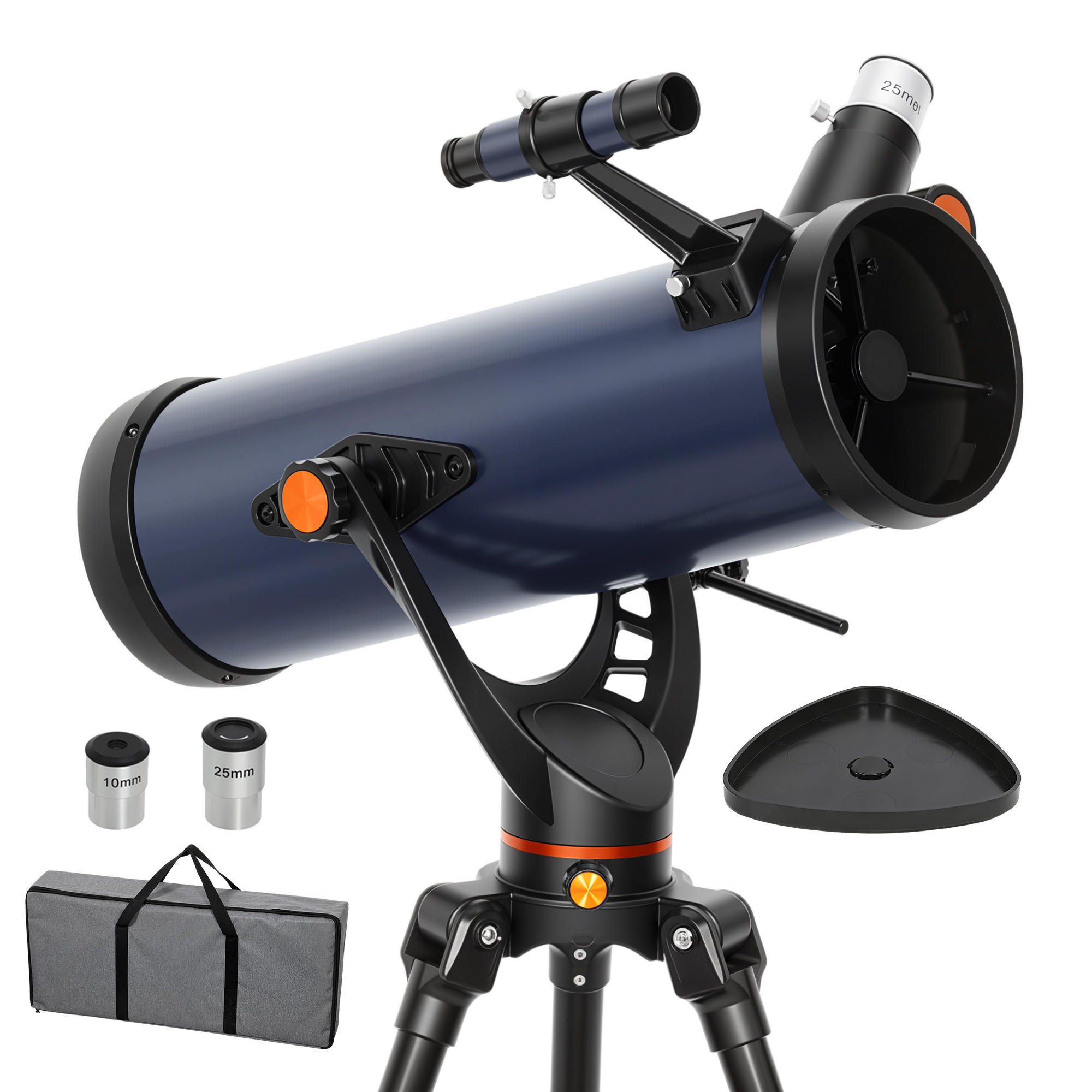 SPIEGELTELESKOP DE-10856 114 mm Objektiv mit 2 Okularen Dunkelblau - Schwarz, Metall (86/86cm) - ComfortXL