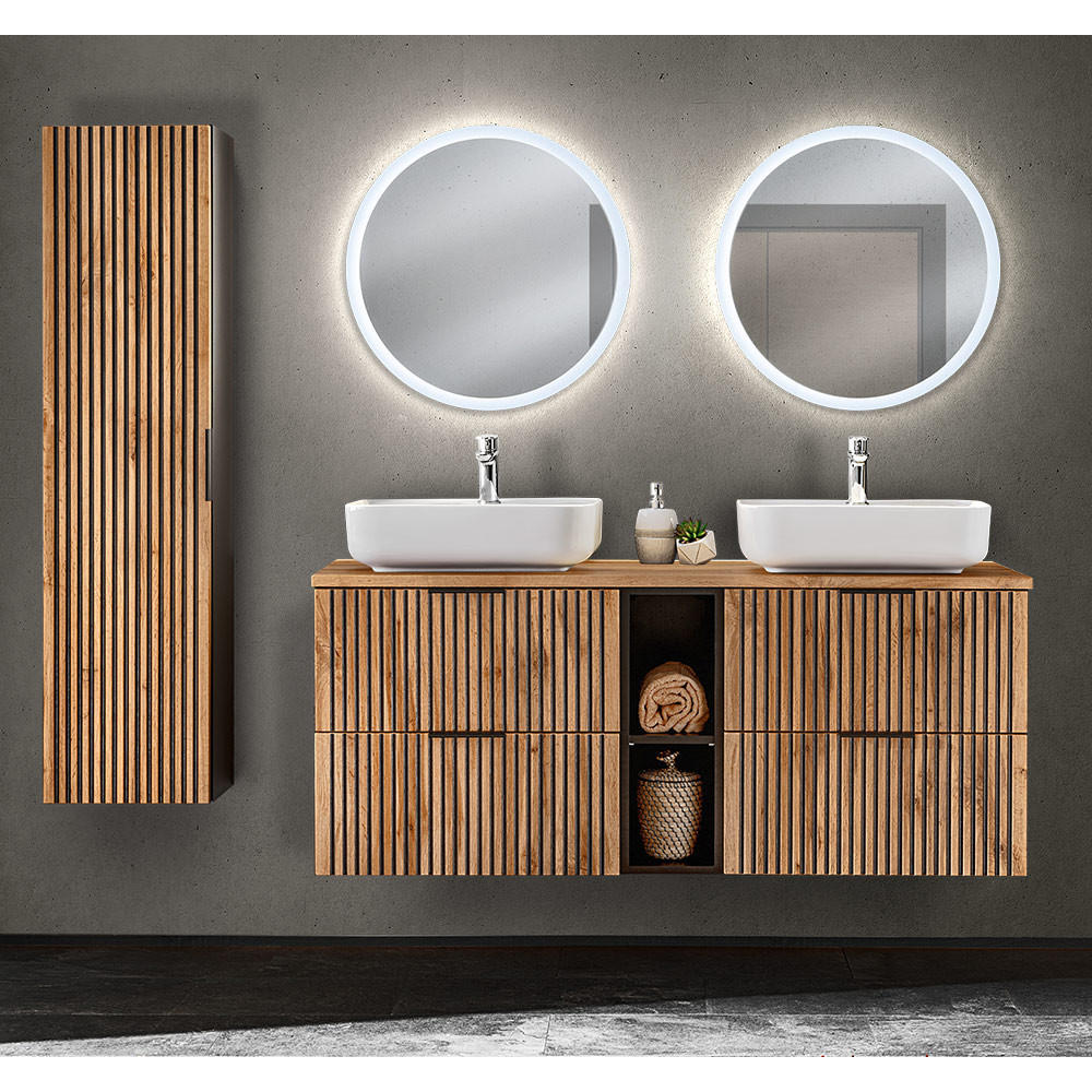 BADMÖBEL-SET 4-TLG. Xanten-56 - Braun, Holzwerkstoff (191/200/47cm) - Lomado