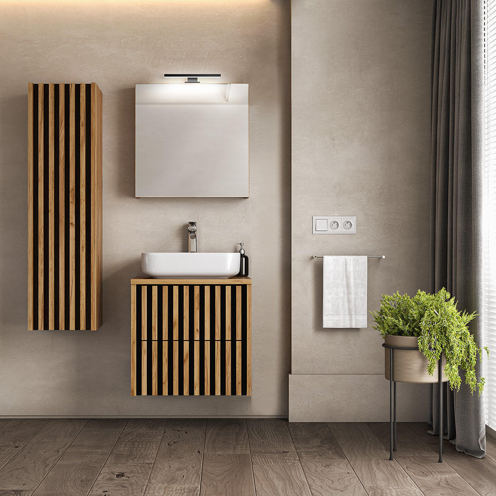 BADMÖBEL-SET 3-TLG. Lucca-107 - Braun, Holzwerkstoff (115/200/46cm) - Lomado