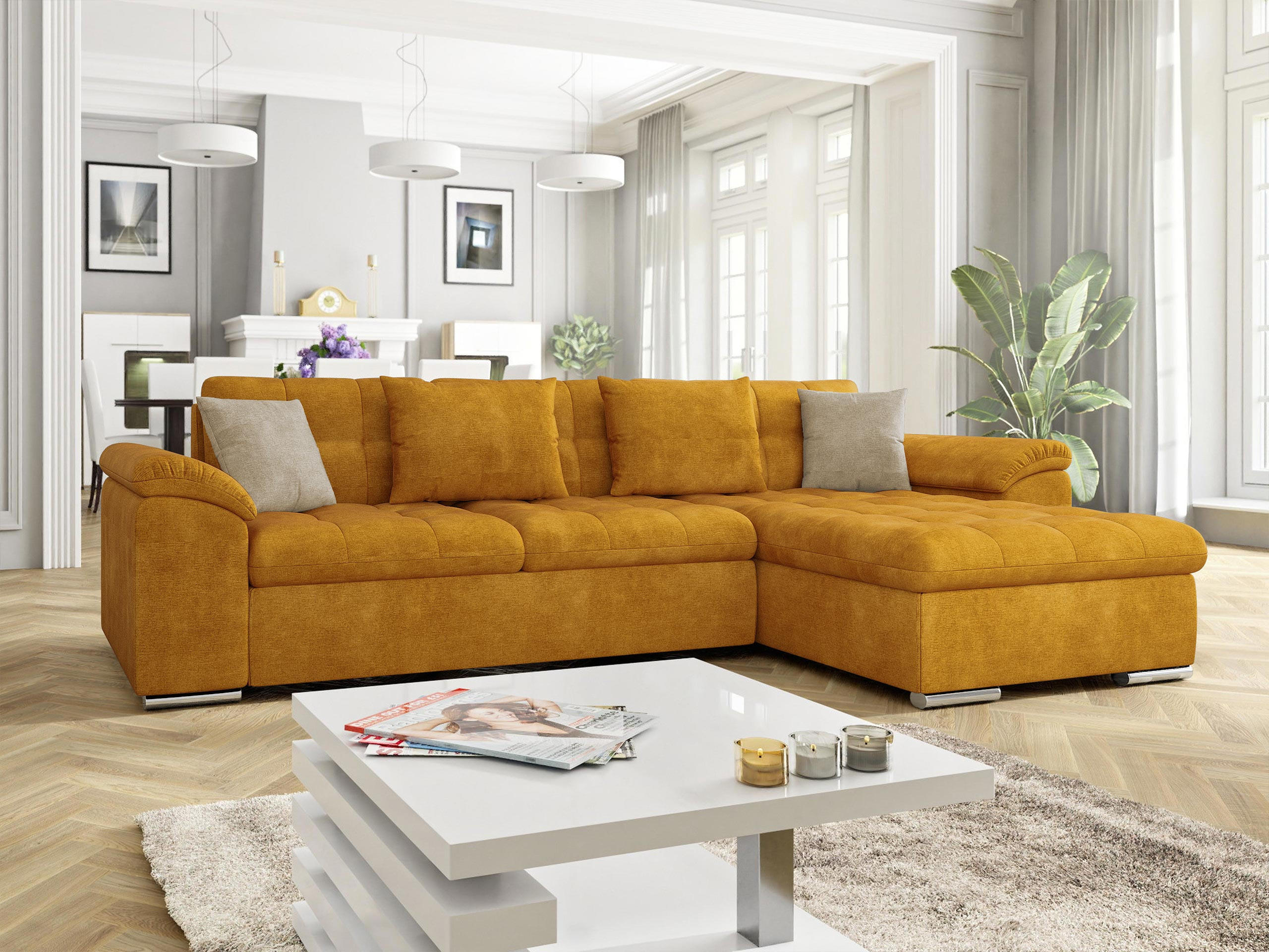 ECKSOFA Diana, Seite: Rechts - Gelb, Holz/Textil (280/160cm) - MIRJAN24