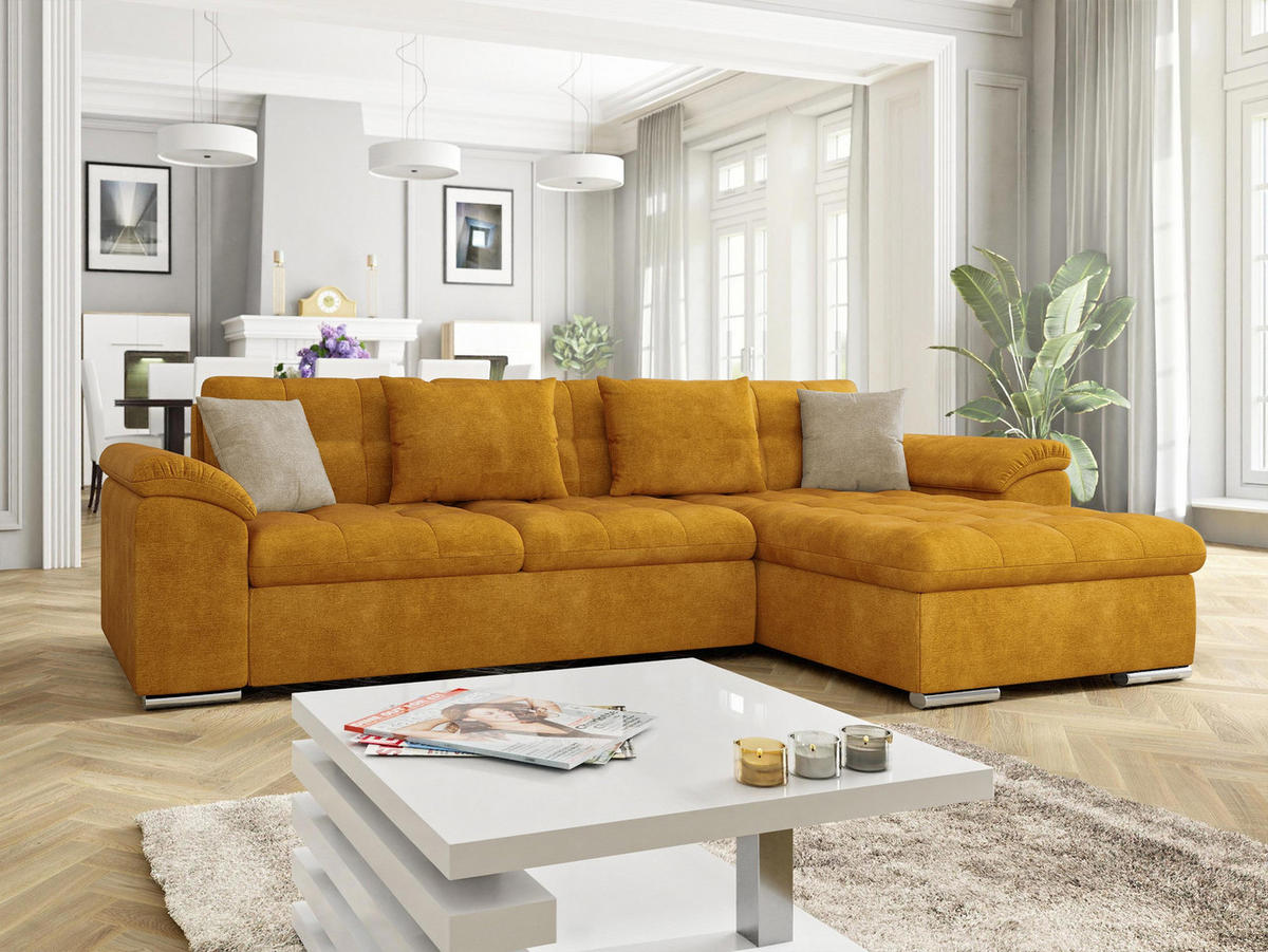 ECKSOFA Diana, Seite: Rechts - Gelb, Holz/Textil (280/160cm) - MIRJAN24
