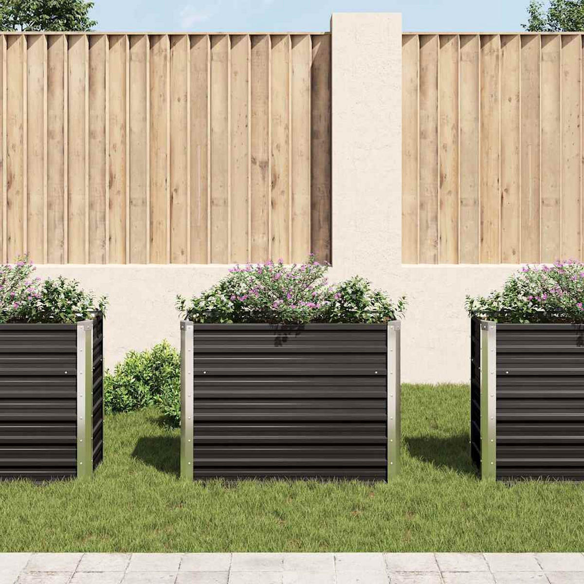 HOCHBEET für Garten OSKAR Anthrazit 100x40x77 cm Metall - Anthrazit, Metall (100/77/40cm) - DELUKE