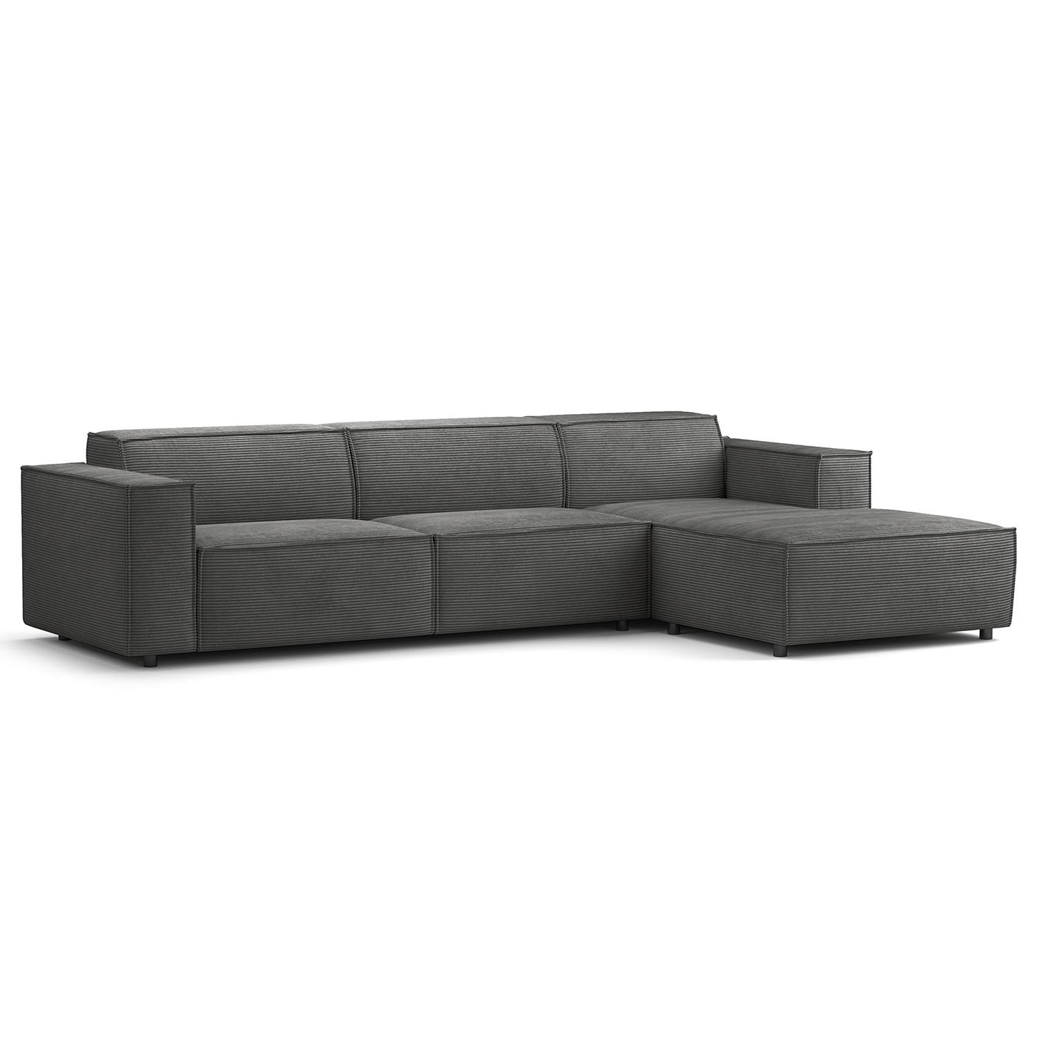 ECKSOFA mit Longchair - Anthrazit/Schwarz, Kunststoff/Textil (294/177cm) - home24