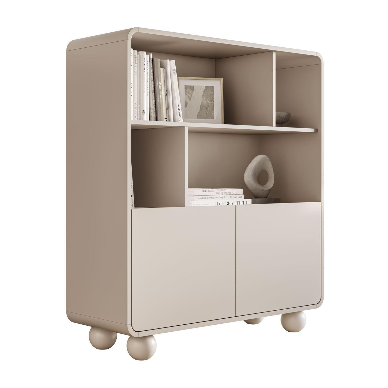 BÜCHERREGAL OLIVIO RG108 Kaschmir zweitürig - Kaschmir, Holzwerkstoff (108/121/39cm) - Lookway