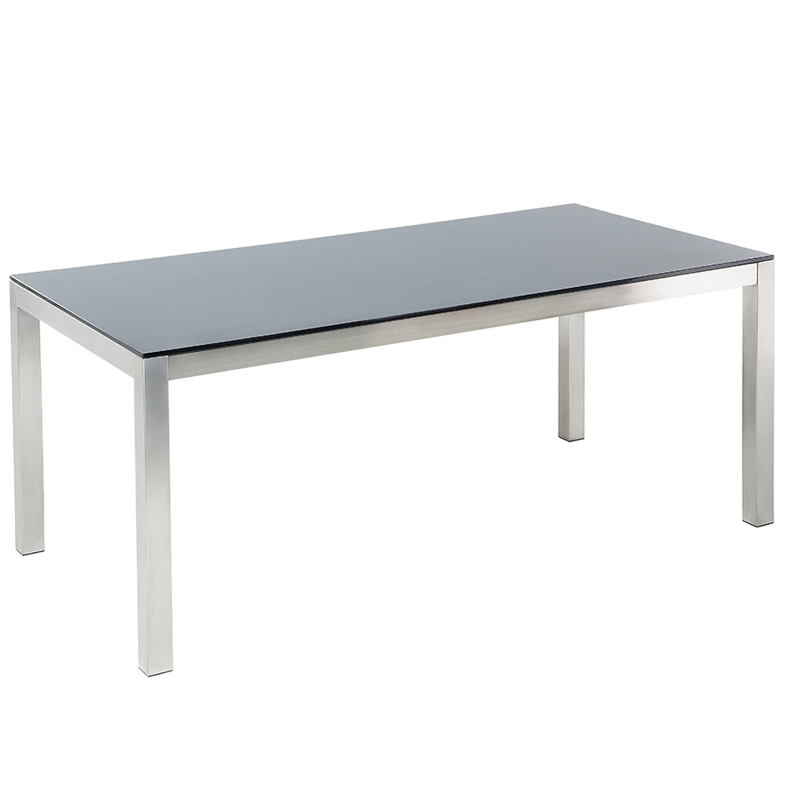 GARTENTISCH Glas schwarz 180/90 cm Grosseto - Silberfarben/Schwarz, Glas (180/90/76cm) - Beliani