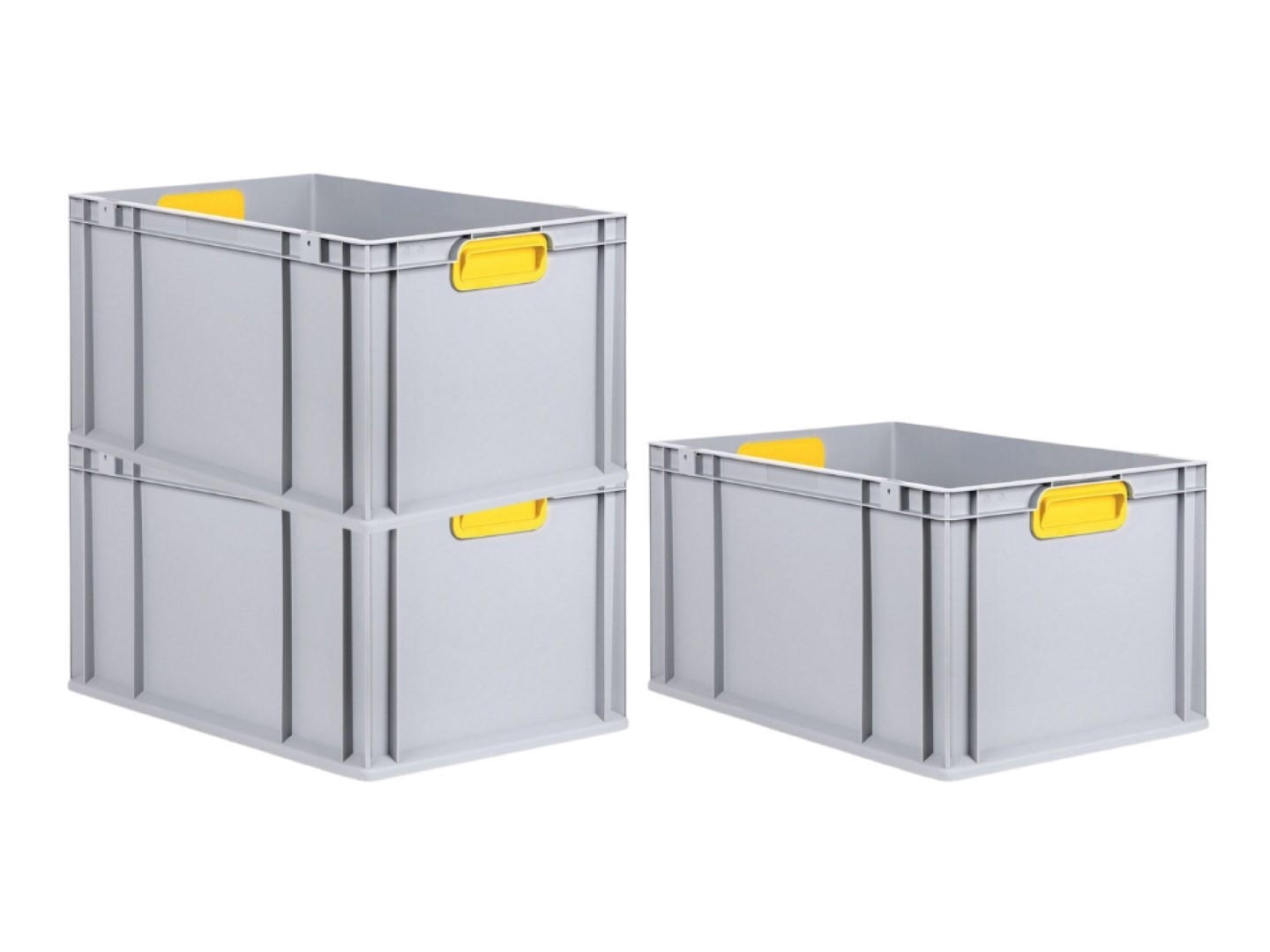 EUROBOX 3x Nextgen Color 32x40x60cm 65 Liter Griffe Gelb Geschlossen - Gelb, Kunststoff (40/22/60cm) - PROREGAL