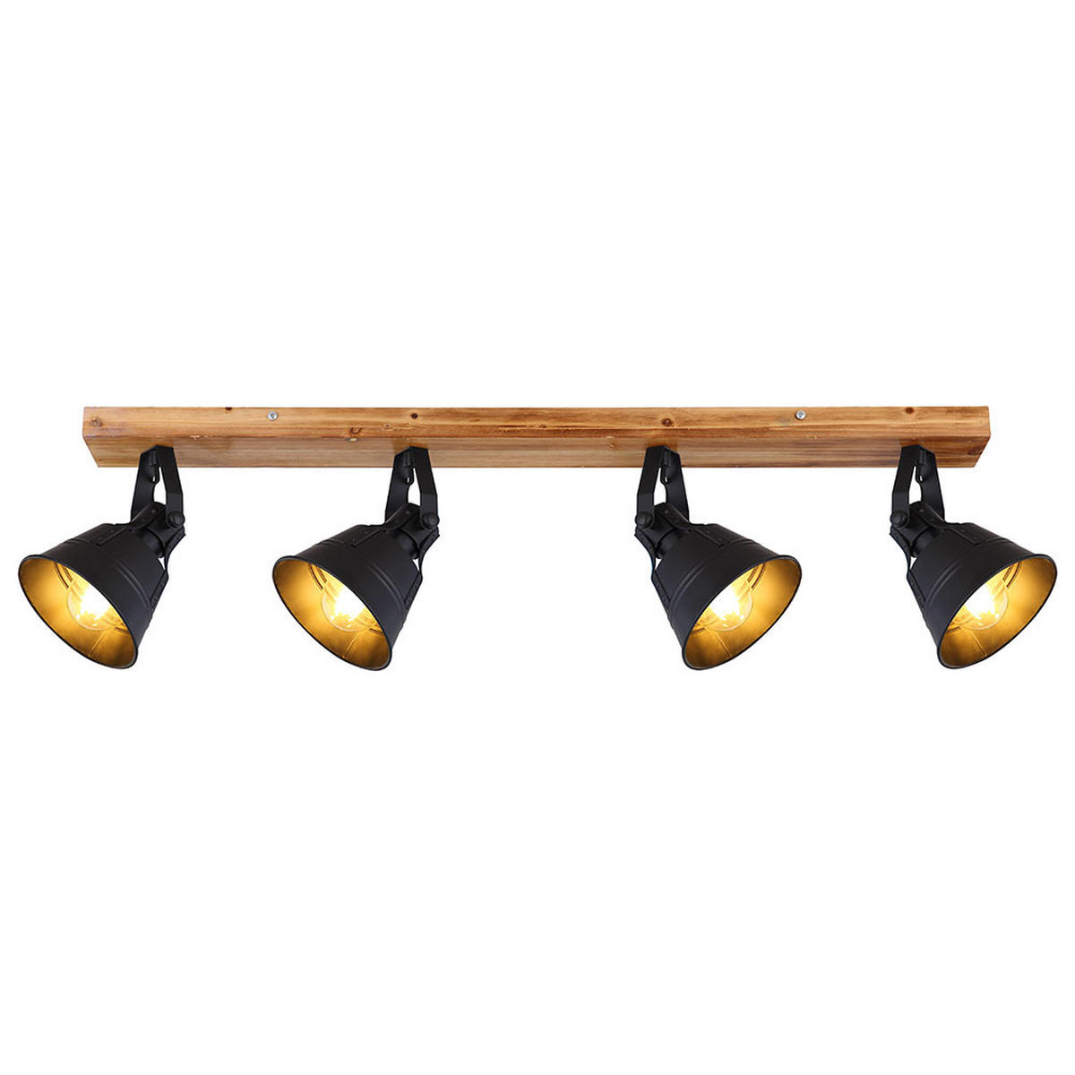 DECKENLEUCHTE Holz Metall Schwarz Matt - Schwarz, Holz (82/14/24cm) - Globo Lighting