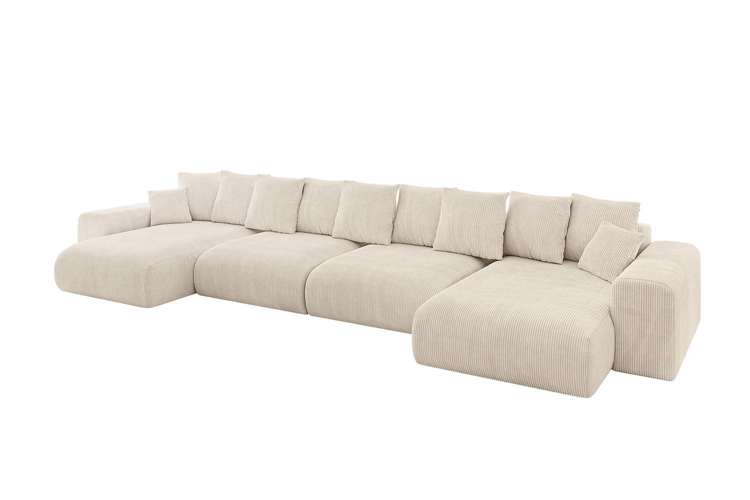 WOHNLANDSCHAFT mit Schlaffunktion ESKAR-U2-464x176x84cm Beige - Ecru, Holzwerkstoff/Kunststoff (176/72/464cm) - ALTDECOR
