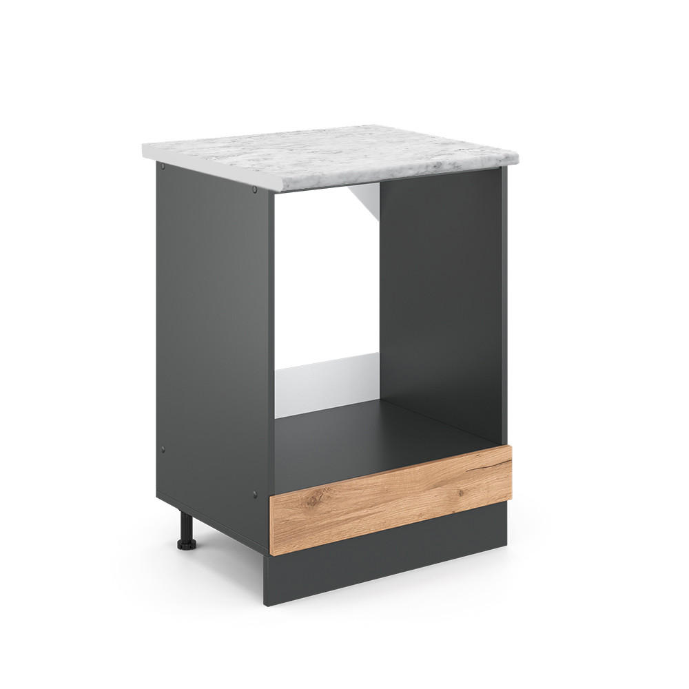 HERDUMBAUSCHRANK R-Line Goldkraft Eiche 60 cm AP Marmor - Honigeiche/Anthrazit, Holzwerkstoff (60/81.6/60cm) - Vicco