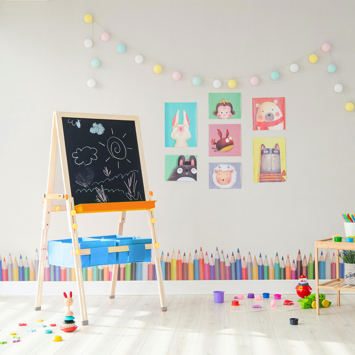 KINDER-STAFFELEI HOLZ Kleiner Künstler Vangogh, Blau, 130cm - Blau, Holz (67/130/63cm) - Teamson Kids