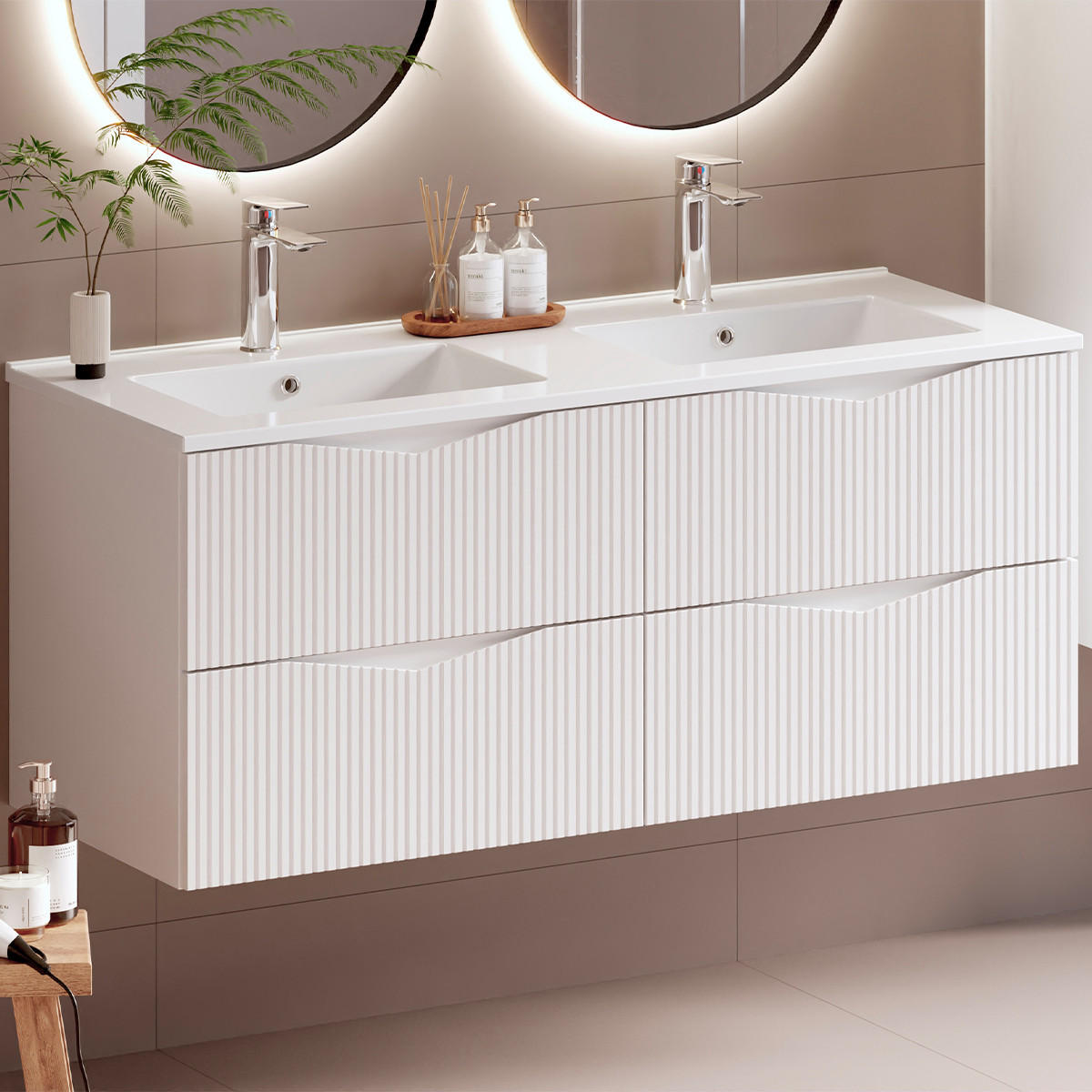 WASCHTISCHUNTERSCHRANK 120cm Tao Weiß - Weiß, Holzwerkstoff (120/50/46.5cm) - Petits-meubles