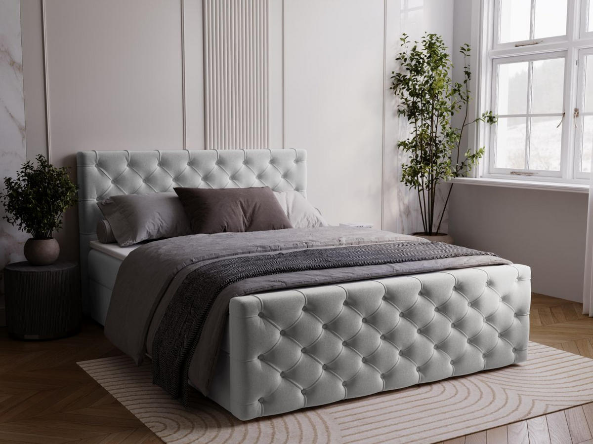 BOXBETT Montego 180x200 Hellgrau - Hellgrau, Holz/Textil (180/200cm) - Graingold