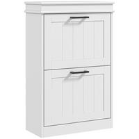 SCHUHSCHRANK DE-15009 2 Klapptüren mit verstellbaren Böden Weiß - Weiß, Holzwerkstoff (54/82.5/24cm) - ComfortXL