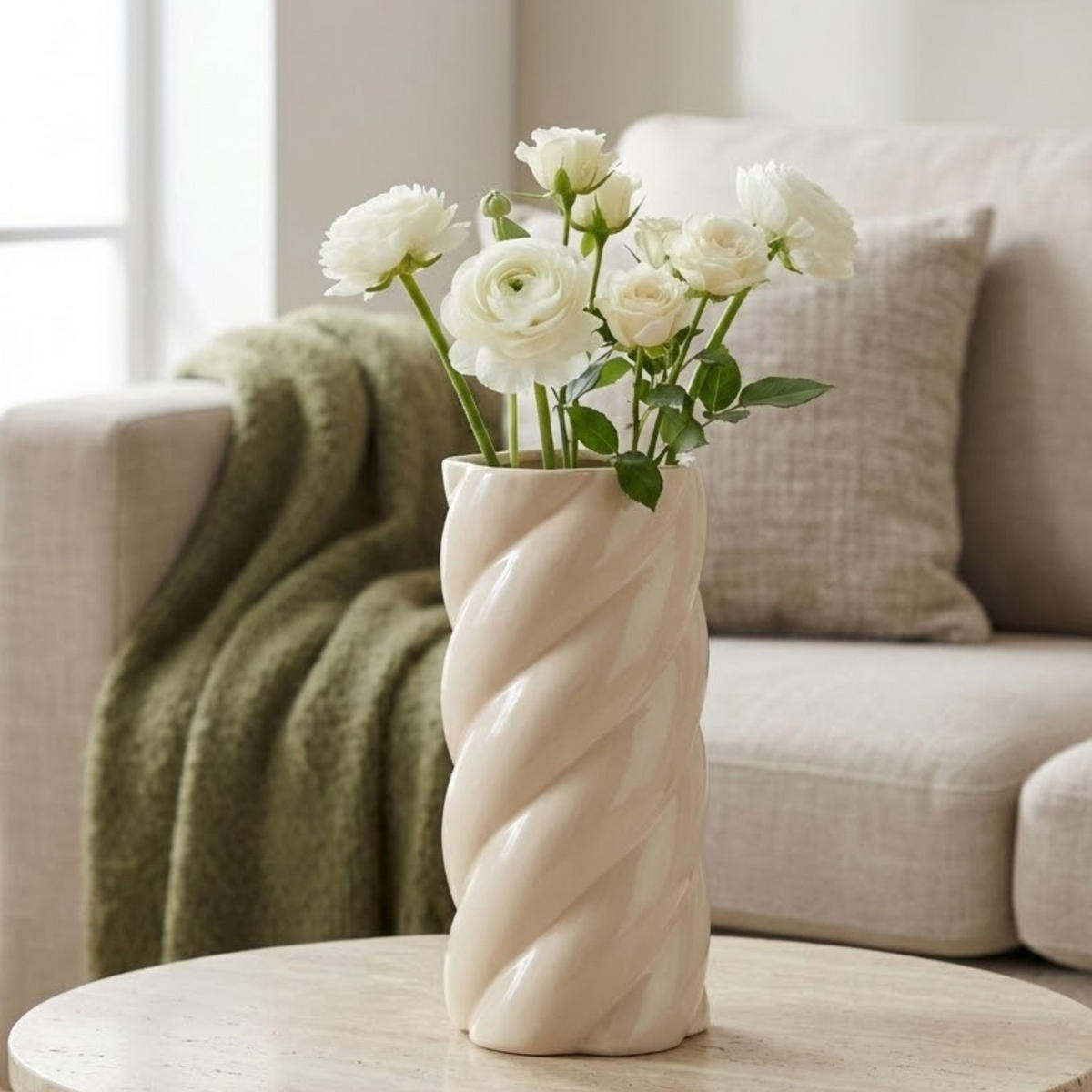 KERAMIKVASE 12/12/25,5 cm - Beige, Keramik (25.5cm) - Home Styling Collection