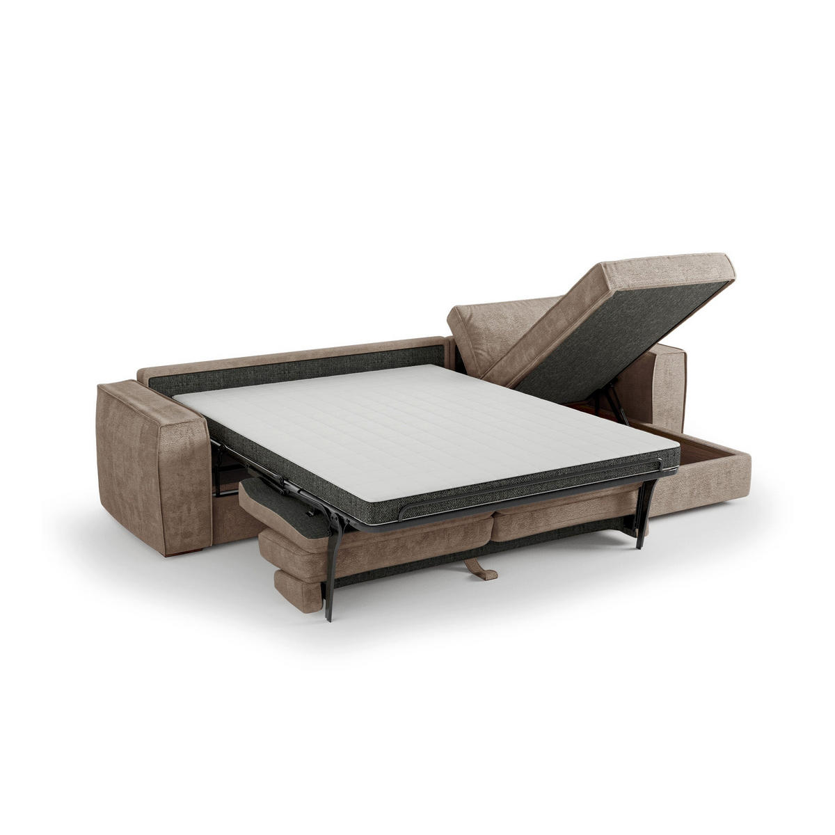 ECKSOFA rechtwinklig MIKA Köpergewebe mit weichem Griff Taupe 292cm - Taupe, Textil (292/100cm) - Premium Interiors