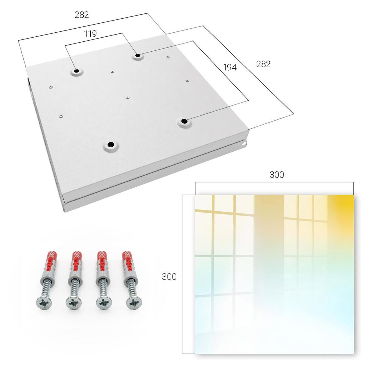 SCHLÜSSELBOX Weiß 30x30 cm – Türöffnung nach rechts - Sanftheit der Farben - Gelb, Metall (30/30/5cm) - TULUP