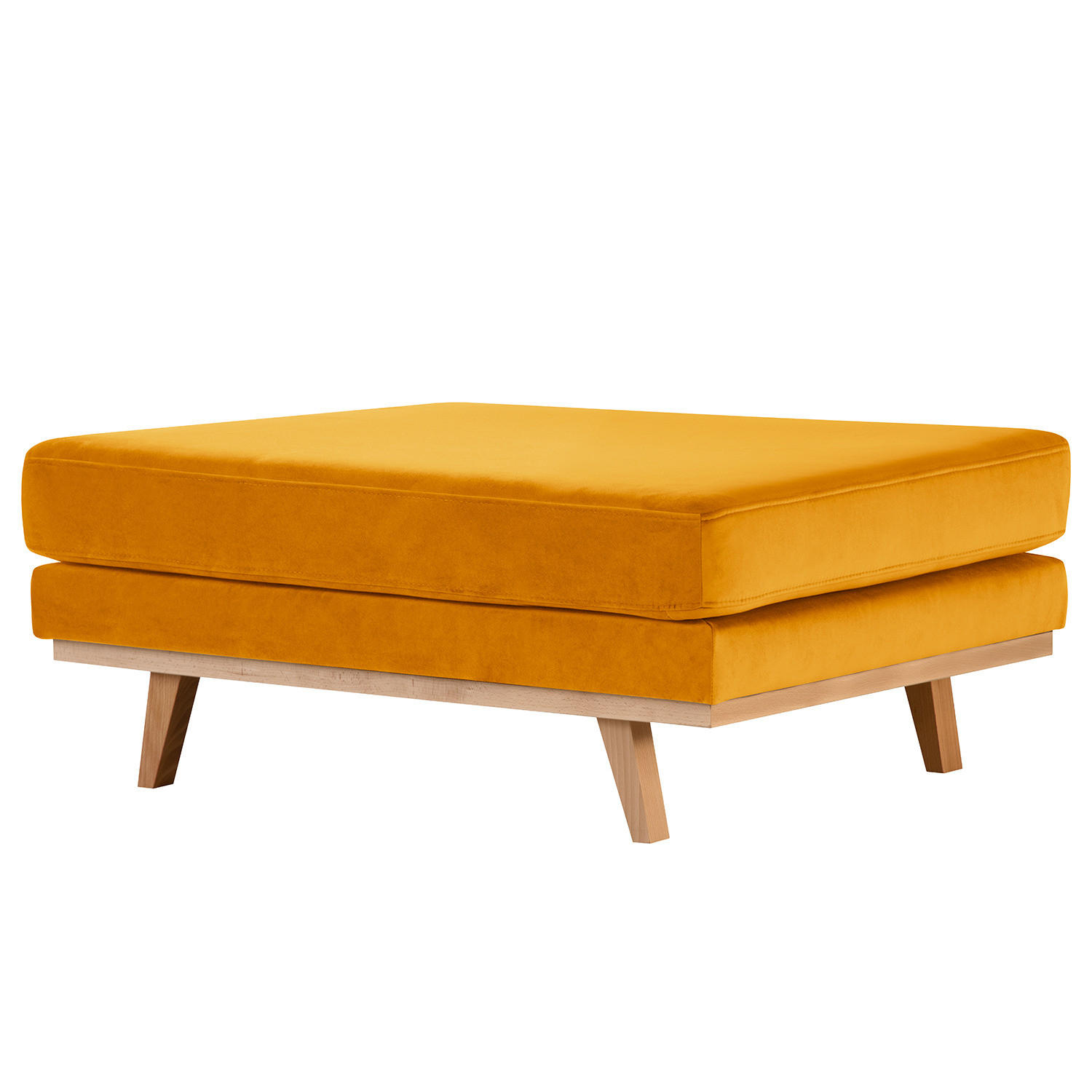 POLSTERHOCKER - Gelb/Buchefarben, Buchenholz/Textil (85/43/60cm) - home24