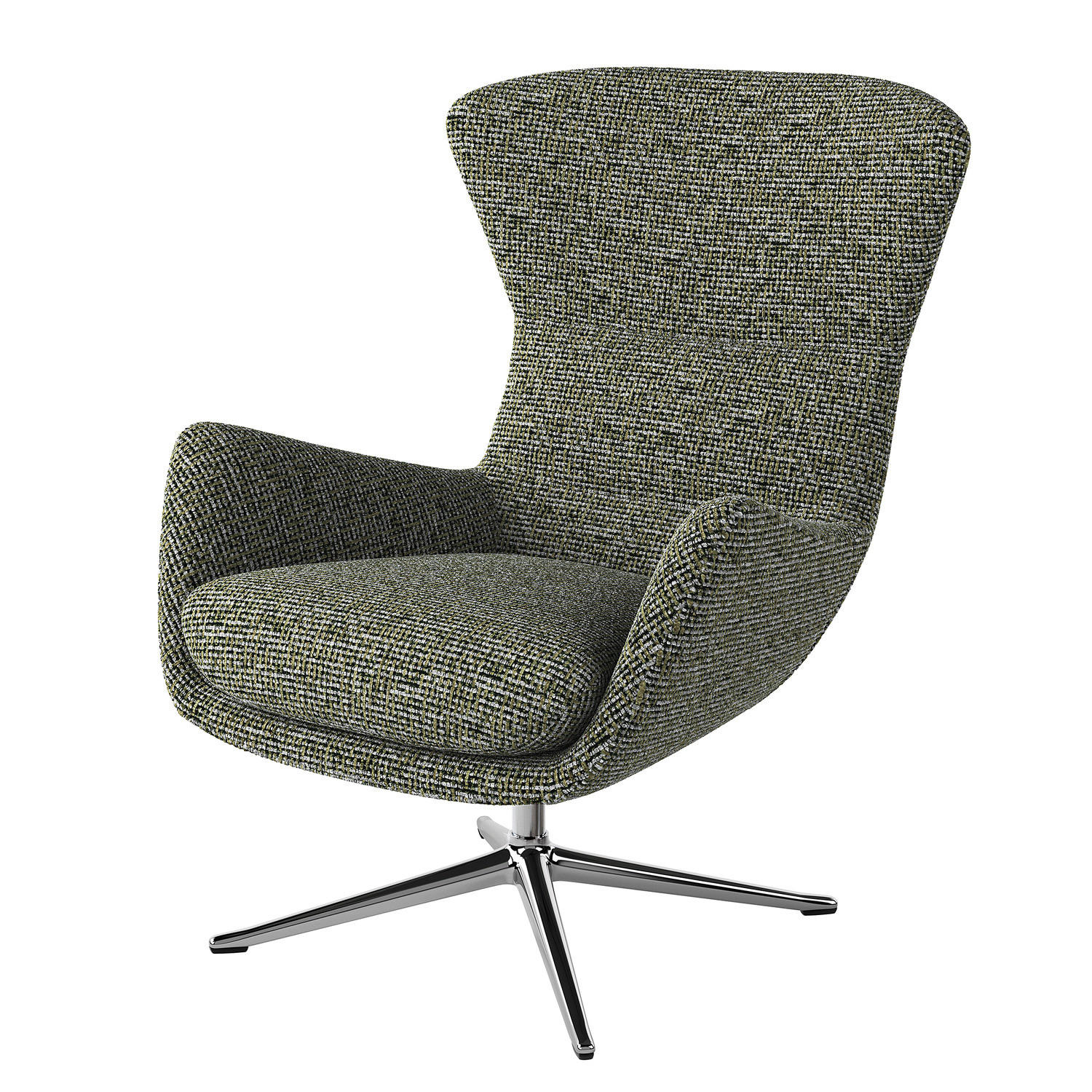 SESSEL mit Kreuzfuß - Chromfarben/Grün, Textil/Metall (84/99/96cm) - home24