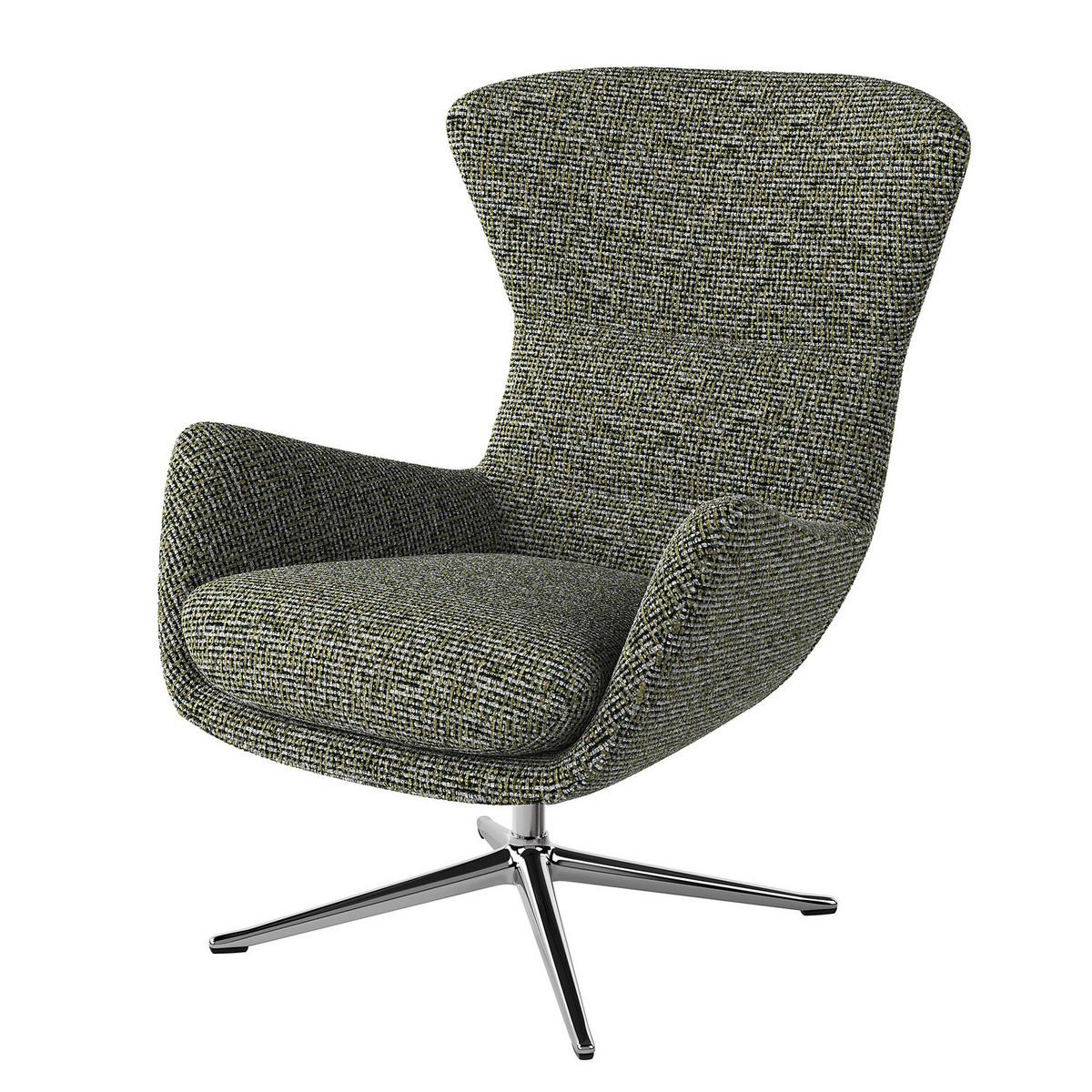 SESSEL mit Kreuzfuß - Chromfarben/Grün, Textil/Metall (84/99/96cm) - home24