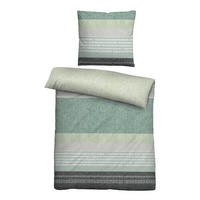BETTWÄSCHE-GARNITUR Biber Quermuster pistaziengrün, 135x200 cm + 80x80 cm - Hellgrün, Textil (135/200cm) - biberna