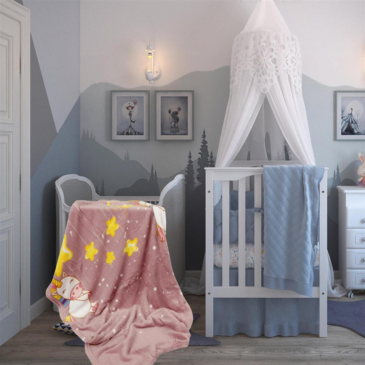 BABY FLEECEDECKE 75x100cm - Einhorn - Dunkelrosa, Textil (75/100cm)