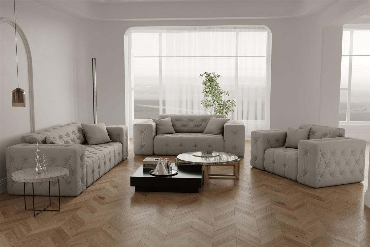 SESSEL Chantal - Creme, Holzwerkstoff/Textil (121/78/96cm) - Fun Möbel