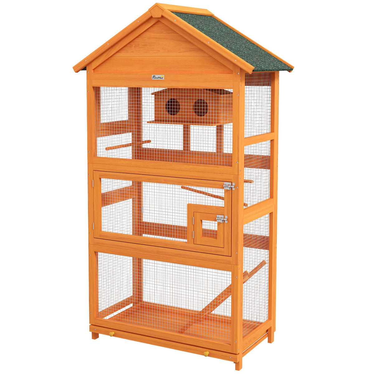 VOGELHAUS DE-17824 mit Spielbereich & wasserdichtem Dach Orange - Orange, Holz (52/171/92cm) - ComfortXL