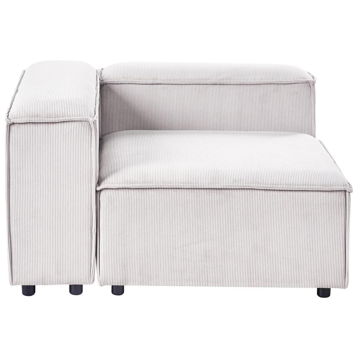 ECKMODUL Cord Cremeweiß rechtsseitig Ardal - Creme, Textil (120/68/120cm) - Beliani