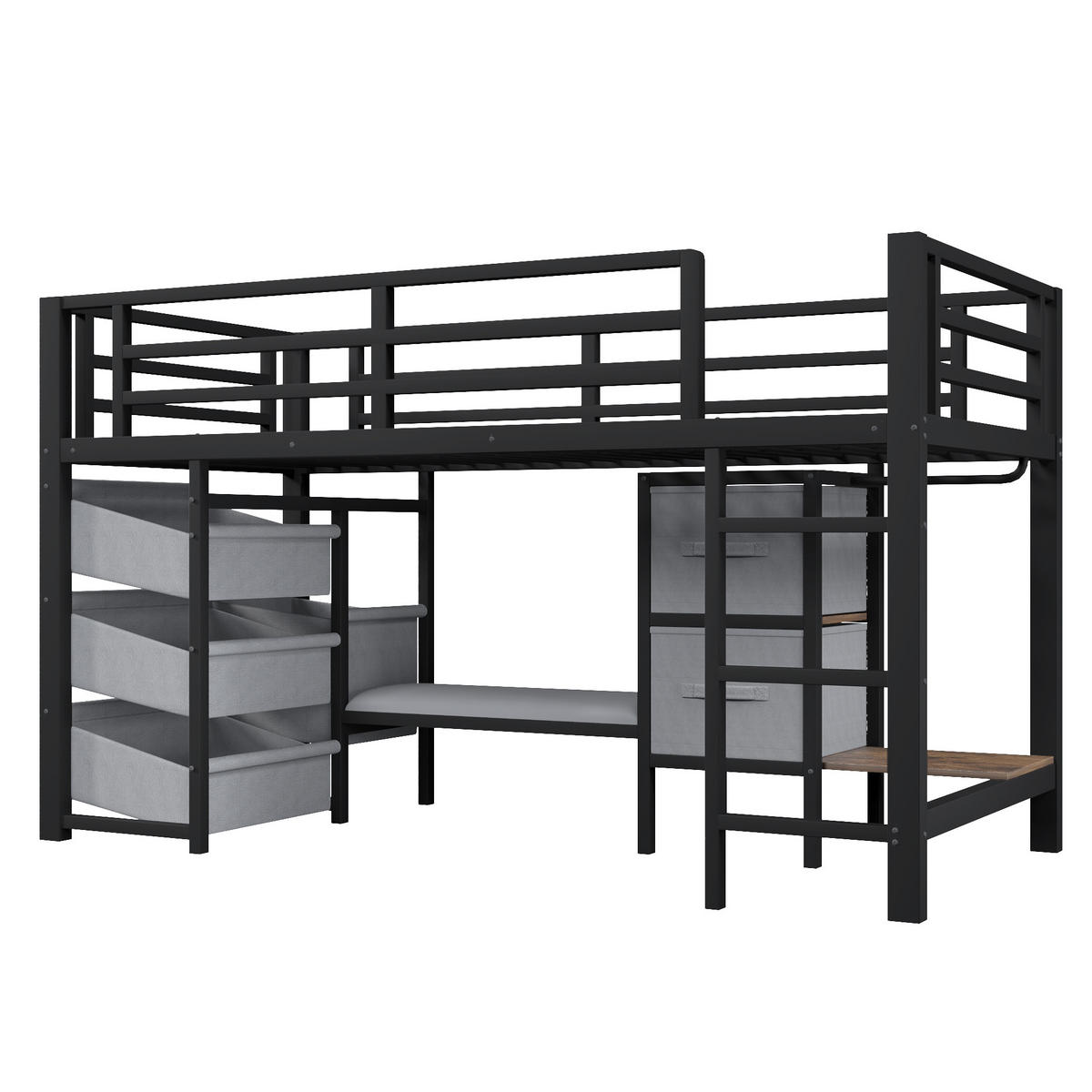 HOCHBETT 90/200 cm schwarz aus Metall mit LED und Stauraum - Schwarz, Metall (90/200cm) - OKWISH