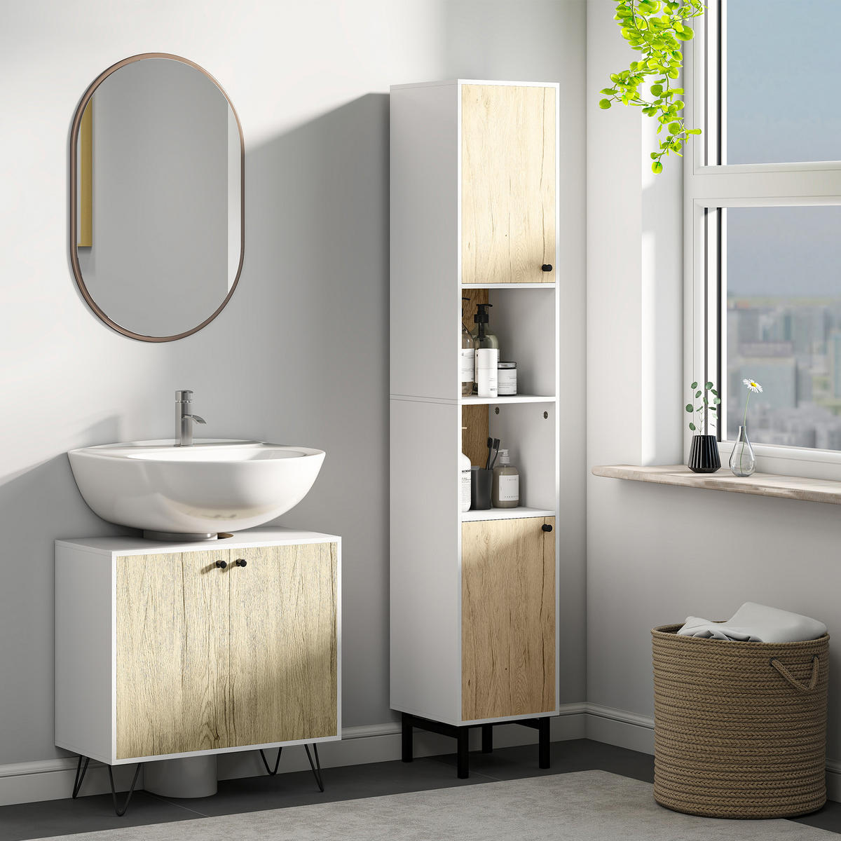 HÄNGESCHRANK Eiche 1 Stück - Beige, Naturmaterialien (60/60/30cm) - GiPP