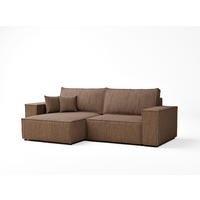 ECKSOFA MIT SCHLAFFUNKTION Zaya Hellbraun Webstoff - Hellbraun/Schwarz, Holz/Holzwerkstoff (255/148cm) - Maison de Reve
