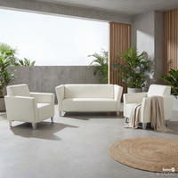 OUTDOOR-SITZGRUPPE - Creme - 3-teilig - Creme, Textil/Metall - home24