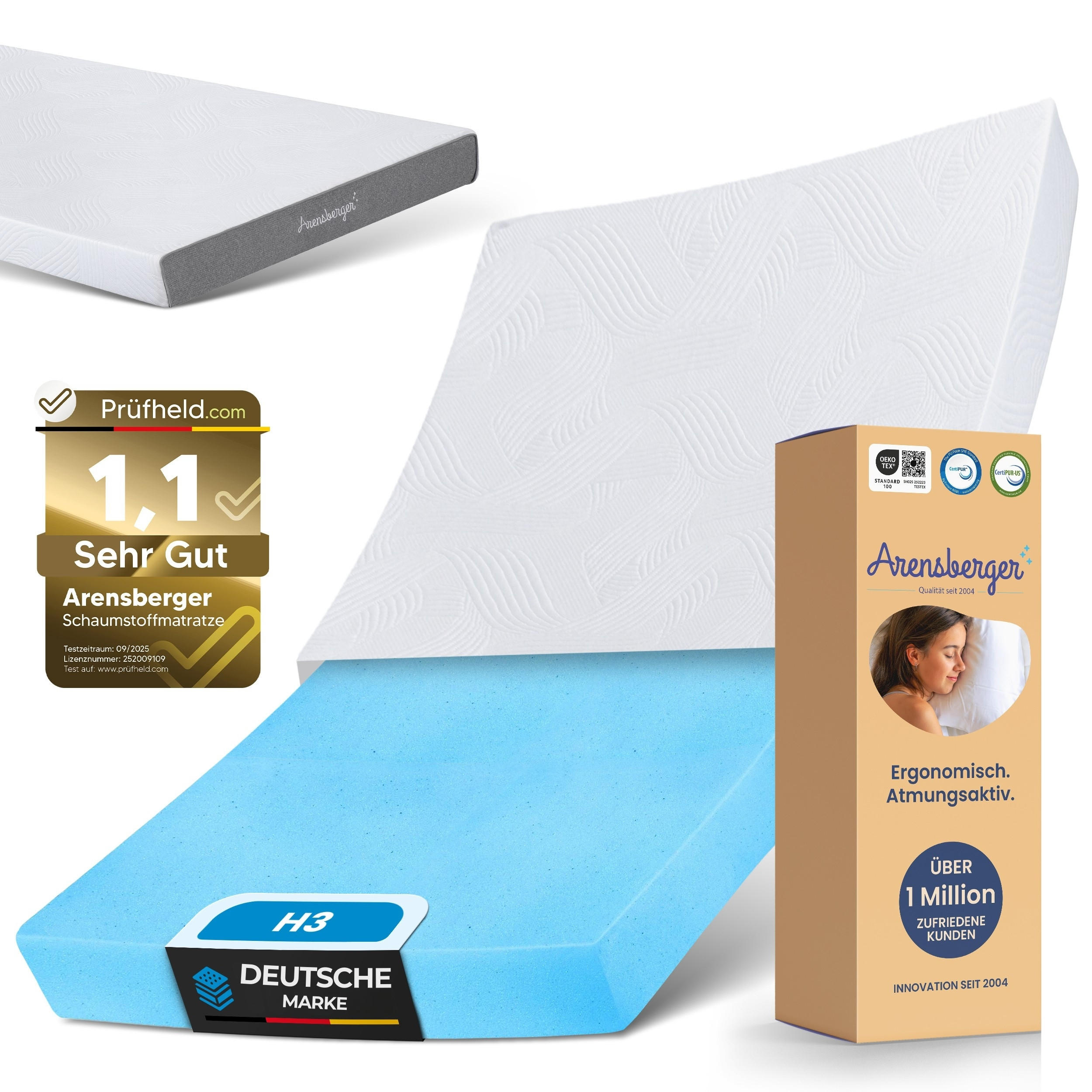 GEL-Matratze LINA, Höhe 11cm, 120x200cm - Weiß, Textil (120/200cm) - Arensberger