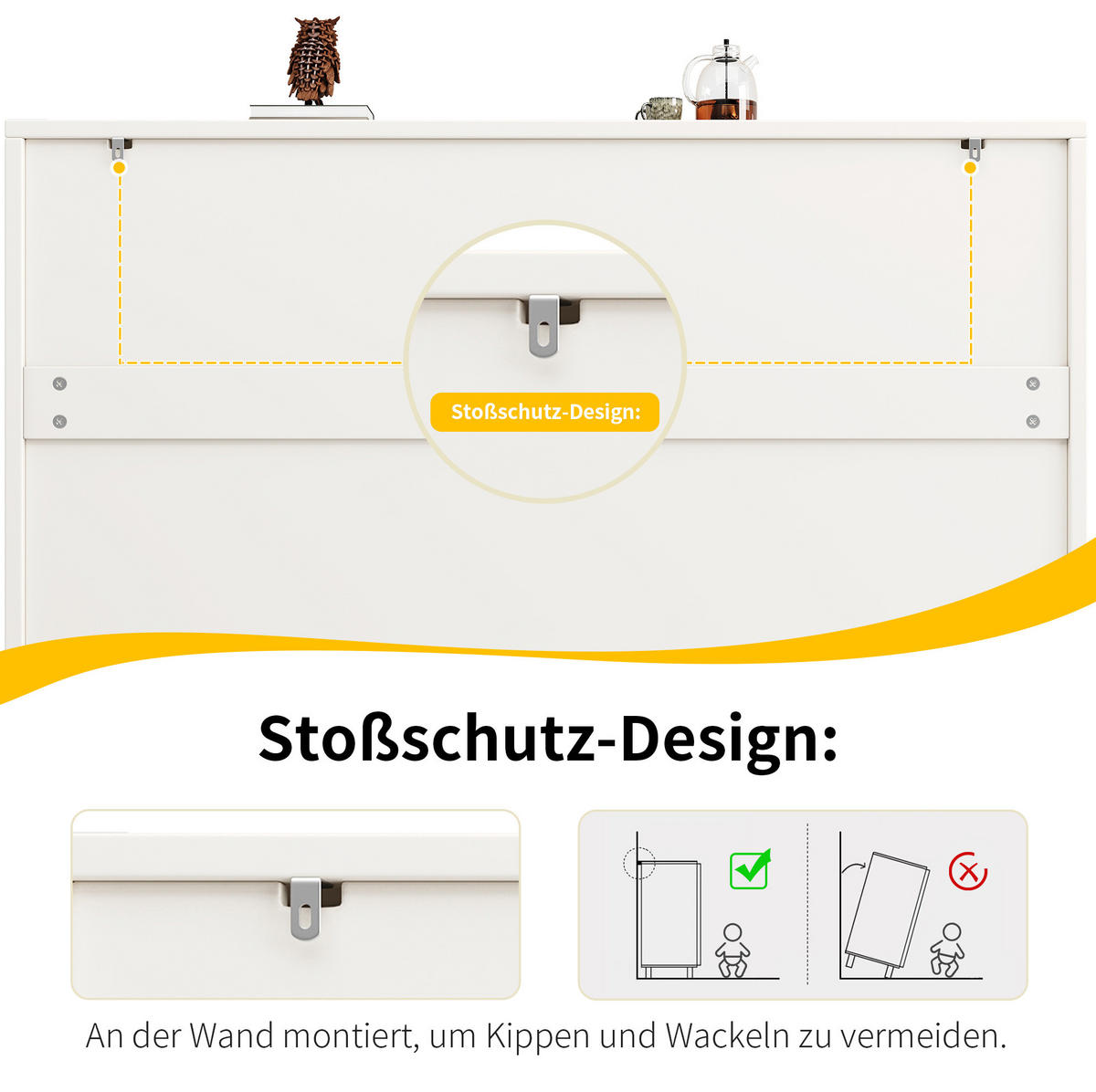 SIDEBOARD 120/35/71 cm aus MDF mit verstellbarem Einlegeboden Weiß/Creme - Weiß, Holzwerkstoff (120/71/35cm) - Modenvie