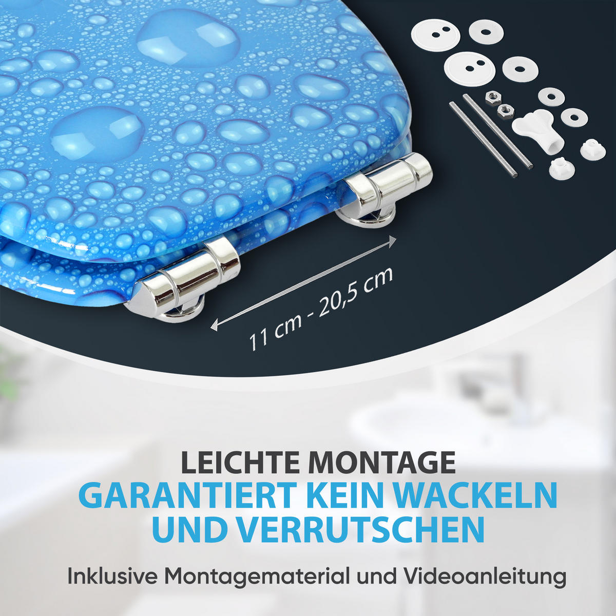 WC-SITZ Absenkautomatik Tautropfen Blau - Blau, Holzwerkstoff (38/6/47cm) - Sanilo