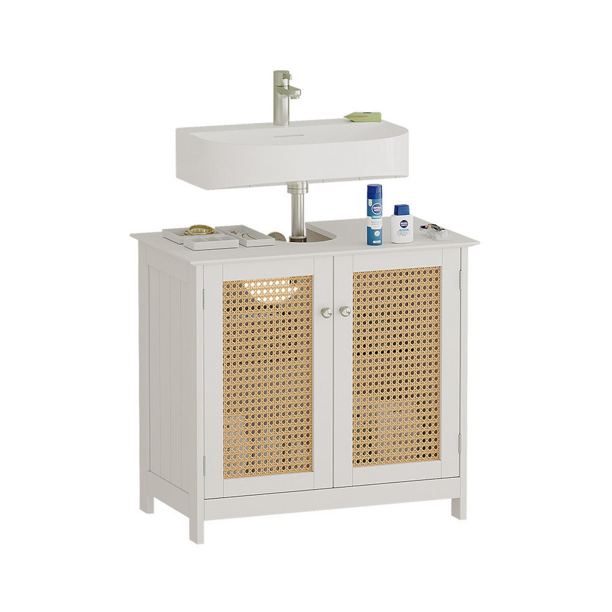 WASCHBECKENUNTERSCHRANK Rosario Weiß 60 x 58 cm mit 2 Türen - Weiß, Holzwerkstoff (60/58/35cm) - Vicco