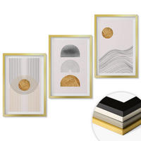 WANDBILDER 3er Set - 40x60 cm Goldrahmen - Abstrakte Formen in Beige und Grau - Goldfarben, Kunststoff (40/60cm) - ArtPrintCave
